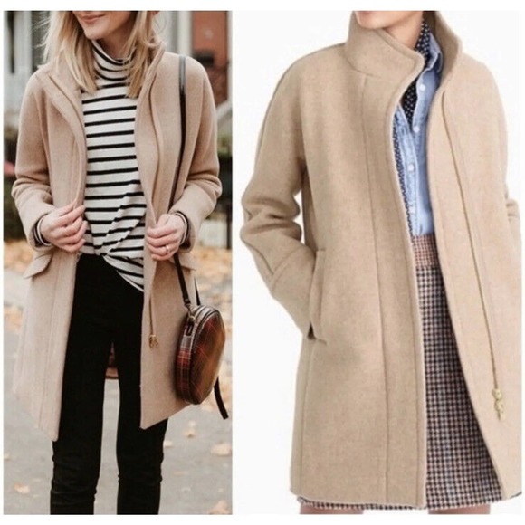 J. Crew Jackets & Blazers - J.Crew Stadium Cloth Nello Gori Sandstone Cocoon Coat Women 8 Petite Wool Blend